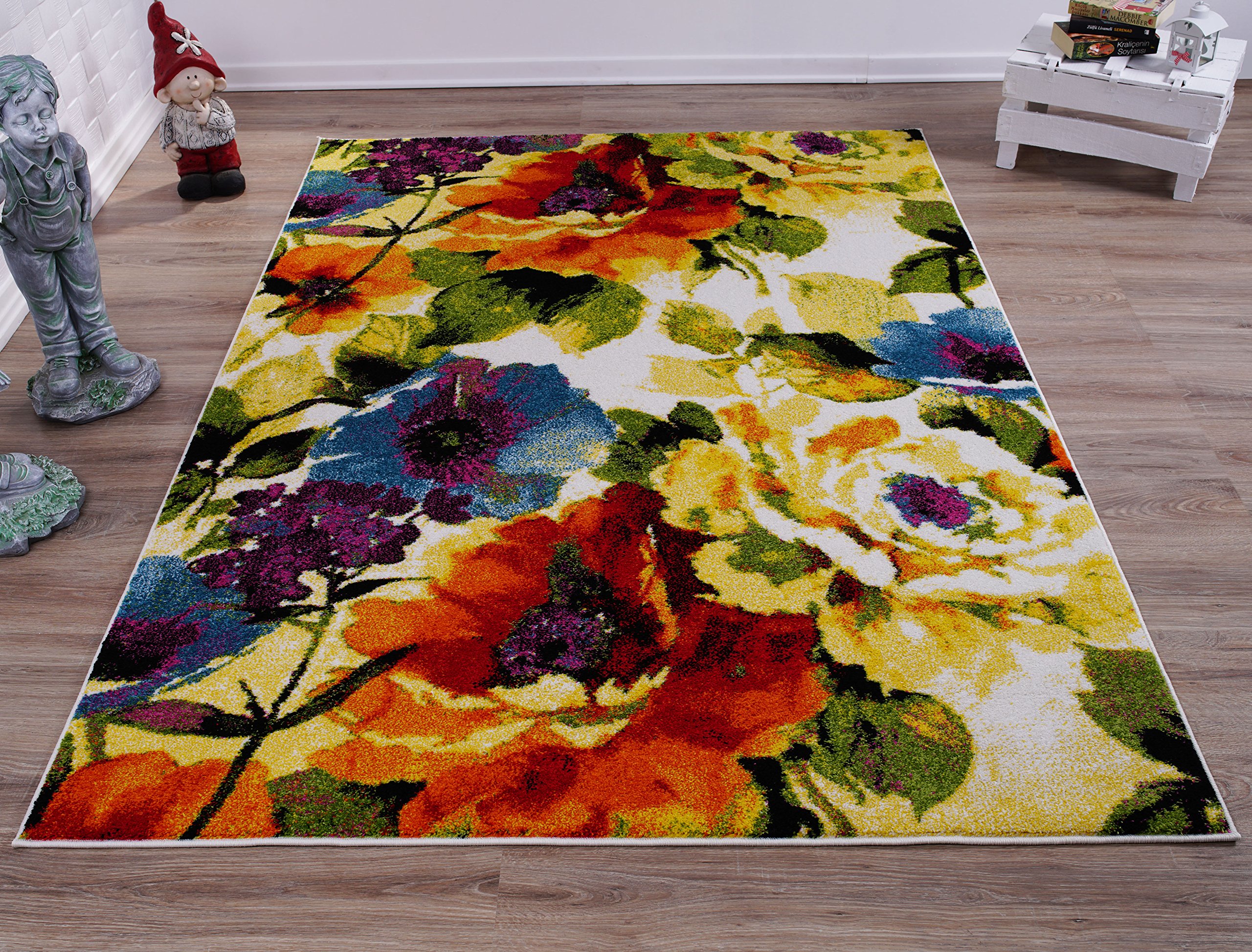 Amazon｜Ladole Rugs コンテンポラリーペインティング フラワー